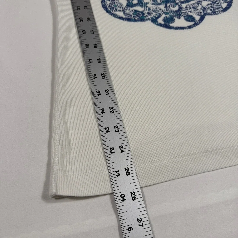 Eddie Bauer Womens Tank Top Sleveless White Blue Mandala Size M Yoga Athletic - Picture 9 of 12